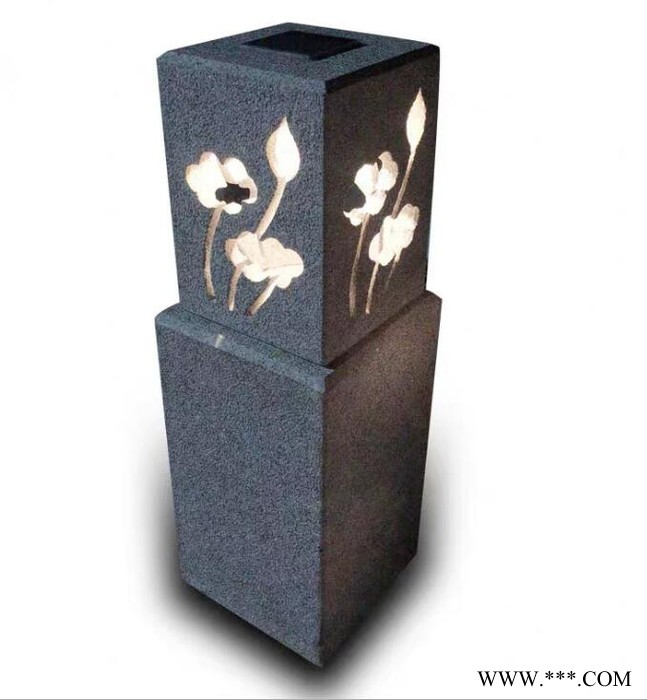 石雕石燈籠新能源太陽能新中式庭院公園擺件戶外日式圍墻鏤空石燈