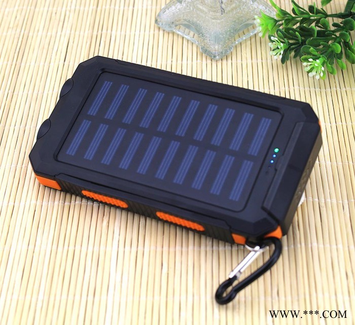 太陽能充電寶 新款移動(dòng)電源 8000毫安 雙LED強(qiáng)光燈 手電筒 指南針  ** 禮品定制