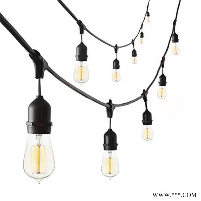 直銷 E26吊燈電源線 E27燈串電源線兩芯歐式防水燈串太陽能板