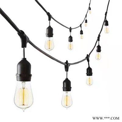 直銷 E26吊燈電源線 E27燈串電源線兩芯歐式防水燈串太陽能板