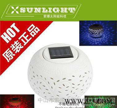2015**出口太陽能大蘋果型陶瓷罐多彩光白光裝飾燈桌面燈