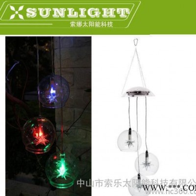 出口太陽能三頭塑料燈罩3PC多彩LED風鈴裝飾燈節日家用