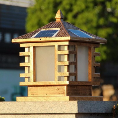 城市照明工程太陽能仿古家用圍墻陽臺大門柱裝飾照明led戶外柱頭燈 太陽能柱頭燈