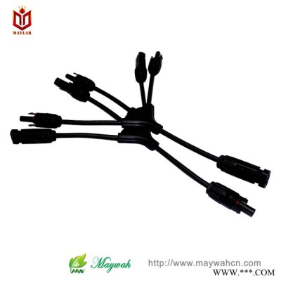 直銷太陽能光伏MC4連接器 3轉(zhuǎn)1分支接頭 防水光伏匯流套件 maylar四通3T連接器 四通光伏連接器