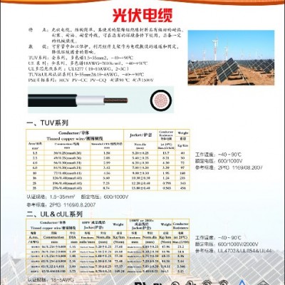 光伏電纜PV1-F 1X1.5mm2