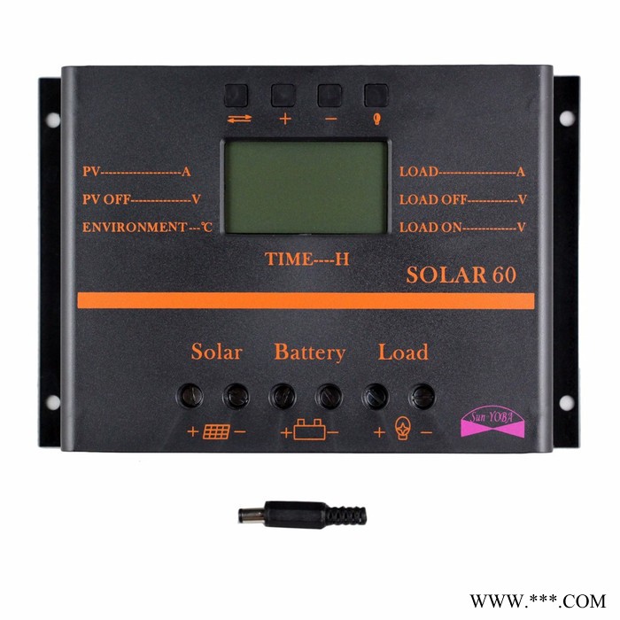 SunYoBa PWM太陽能控制器 60A 12V/24V LCD顯示 USB5V插口 SOLAR60