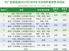 12.6GW！中廣核新能源2023至2024年光伏組件框架集采招標(biāo)！