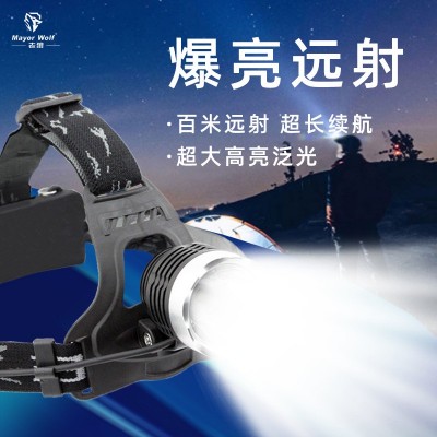 LED強光防水充電式頭燈 戶外夜騎夜釣專用頭戴式手電筒應急燈