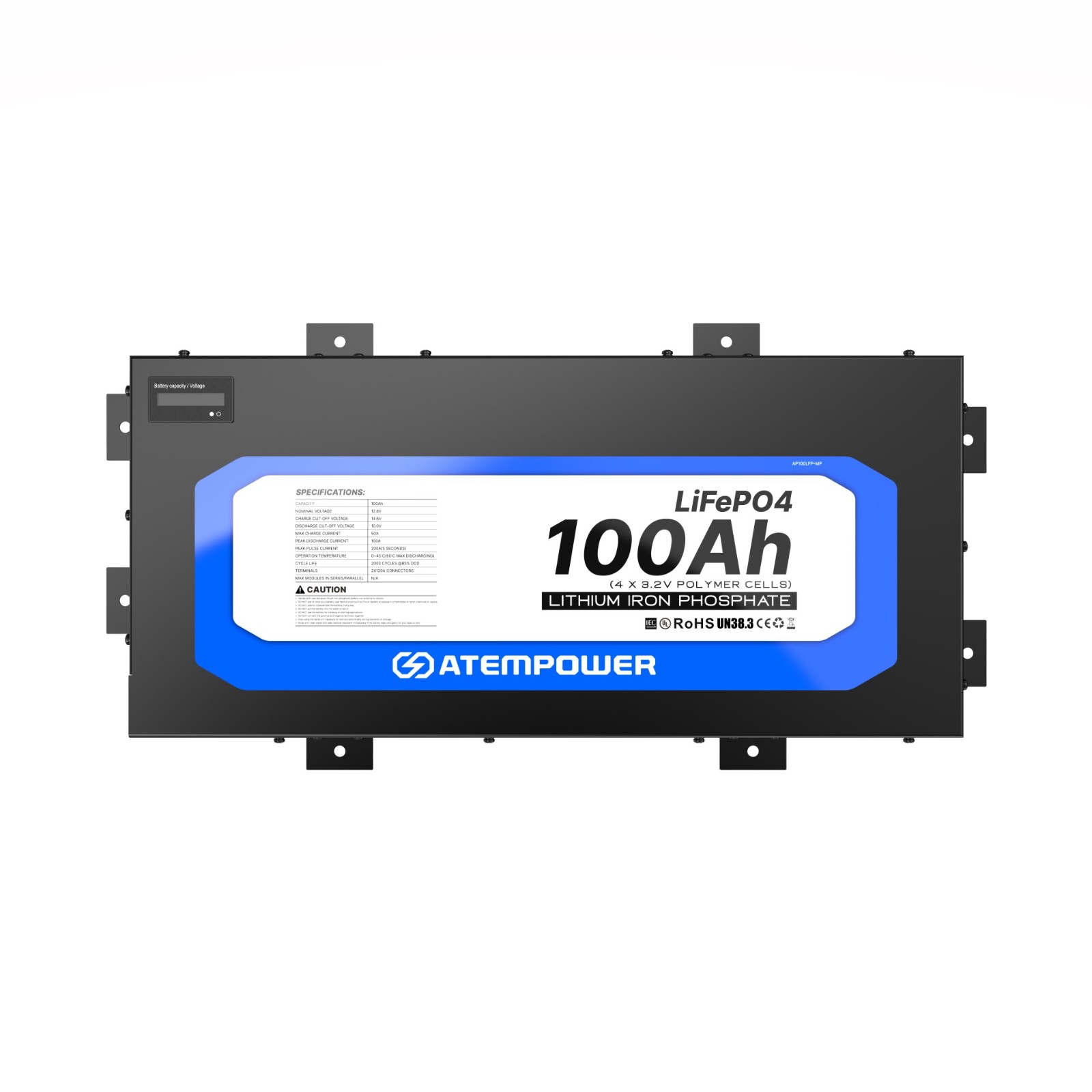 房車用超薄形易安裝省空間12V 100AH磷酸鐵鋰電池電瓶