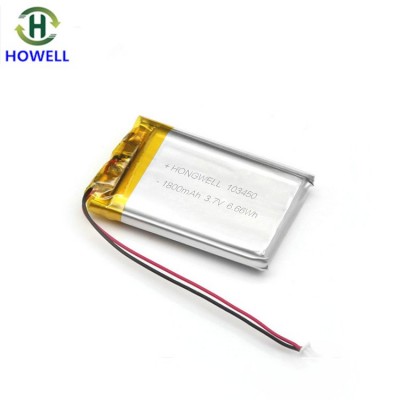 聚合物鋰電池103450-1800mAh智能指紋鎖翻譯機(jī)導(dǎo)航儀LED燈鋰電池