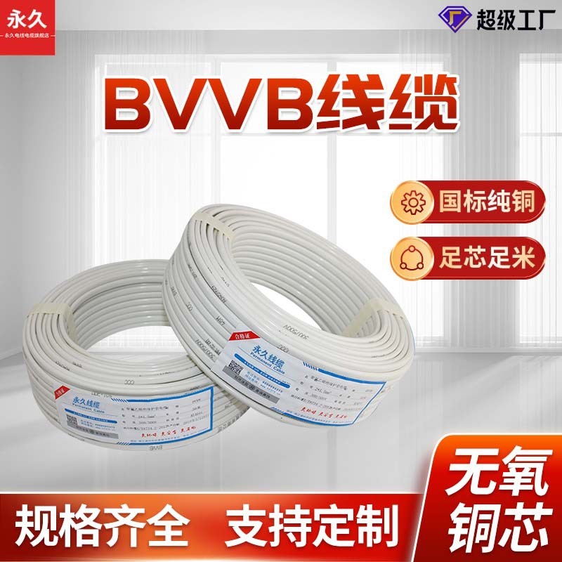 BVVB護(hù)套線國標(biāo)兩芯三芯2.5/4平方銅芯電線家裝工程電 線硬護(hù)套線
