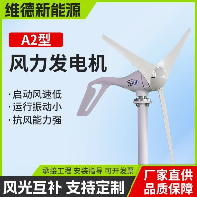 A2小型家用風力發電機300W新能源供電系統戶外風光互補路燈發電