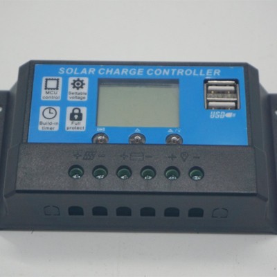 H系列40A50A60A12V24V智能型LCD太陽能控制器藍色單輸入輸出DC座